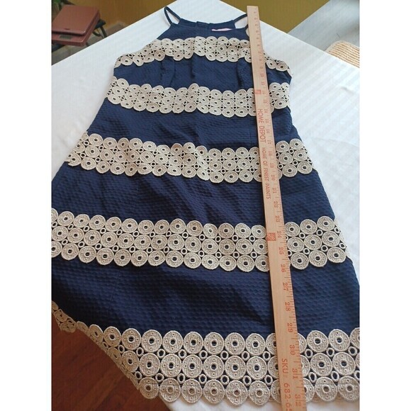 Lilly Pulitzer Annabelle mini dress 0 navy sleeveless gold trim classic preppy - Picture 9 of 9